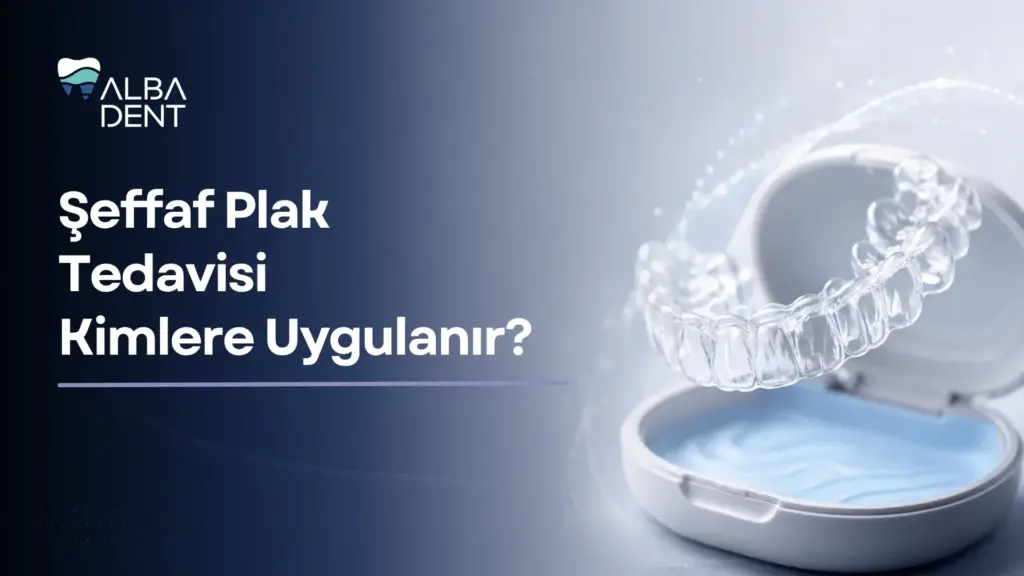 Şeffaf plak tedavisinin kullanım alanlarını anlatan ortodonti görseli